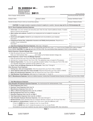 PA Schedule UE Employee Business Expenses Form