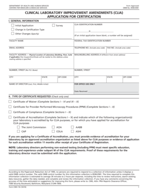 CLIA Laboratory Certification Application