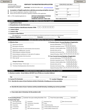 Kentucky Tax Registration Application