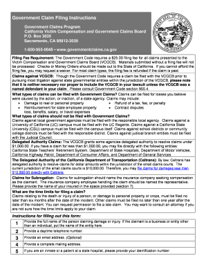California Government Claim Form