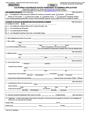 California Hazardous Waste Permanent ID Number Application