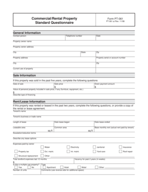 Commercial/Rental Property Form PT-061