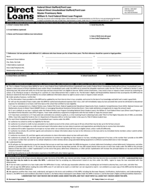 Federal Direct Stafford/Ford Loan Master Promissory Note
