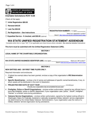 Washington Charitable Organization URS Addendum
