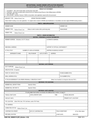 Air National Guard Order Application Request