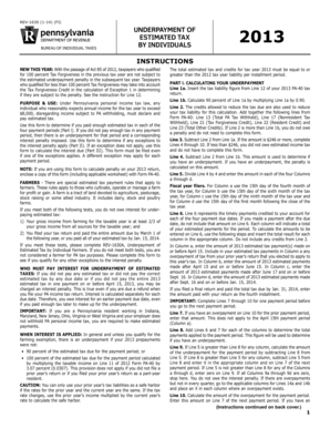 Pennsylvania Underpayment of Estimated Tax 2013