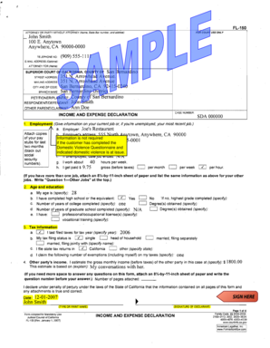 California Income and Expense Declaration