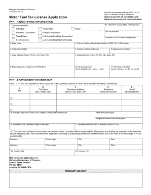 Michigan Motor Fuel Tax License Application