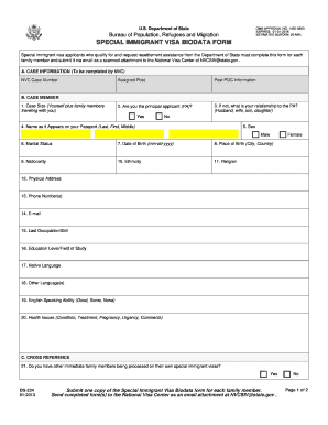 Special Immigrant Visa Biodata Form