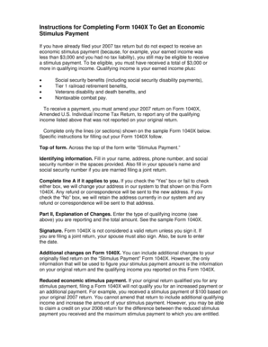 Form 1040X Stimulus Payment Instructions