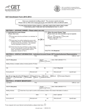 GET Enrollment Form 2013-2014