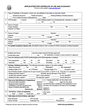 Ohio Certificate of Occupancy Application
