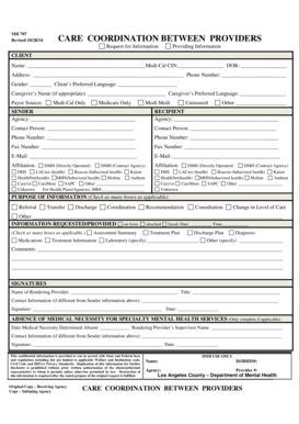 Care Coordination Between Providers Form