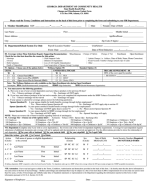 Georgia State Health Benefit Plan Change Form