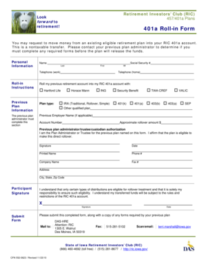 401a Roll-in Form