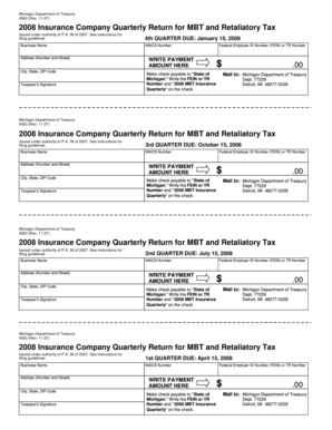 Michigan 2008 Insurance Company Quarterly Return