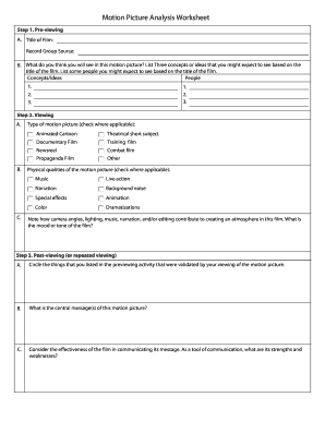 Motion Picture Analysis Worksheet