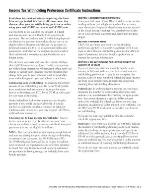 California Income Tax Withholding Preference Certificate