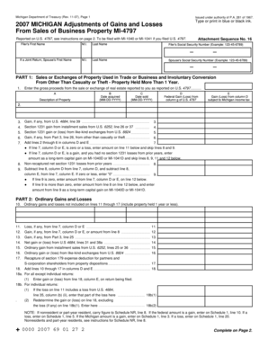 Michigan Adjustments of Gains and Losses Form MI-4797