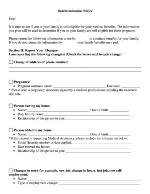 Redetermination Notice for Medical Benefits