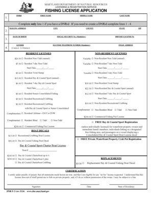 Maryland Fishing License Application