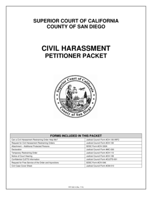 California Civil Harassment Restraining Order Packet