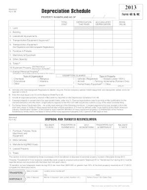 Maryland Form 4B Depreciation Schedule