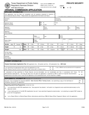 Texas Private Security Officer Commission Application