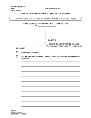 Response to Motion for Custody Support Visitation