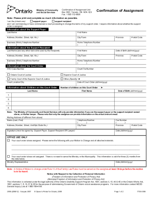 confirmation of assignment form