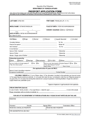Fillable Online PASSPORT APPLICATION FORM Fax Email Print - pdfFiller