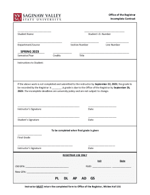 Request to Issue an Incomplete (Graduate Students)