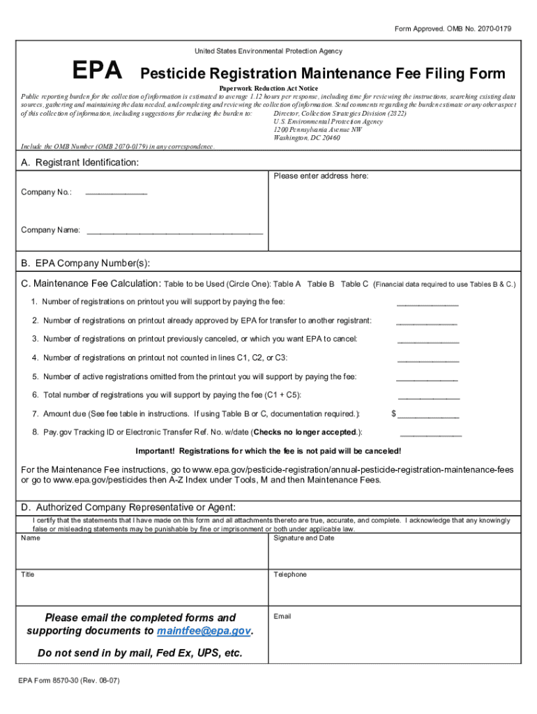 Fillable Online 2023 Pesticide Registration Maintenance Fee Filing Form
