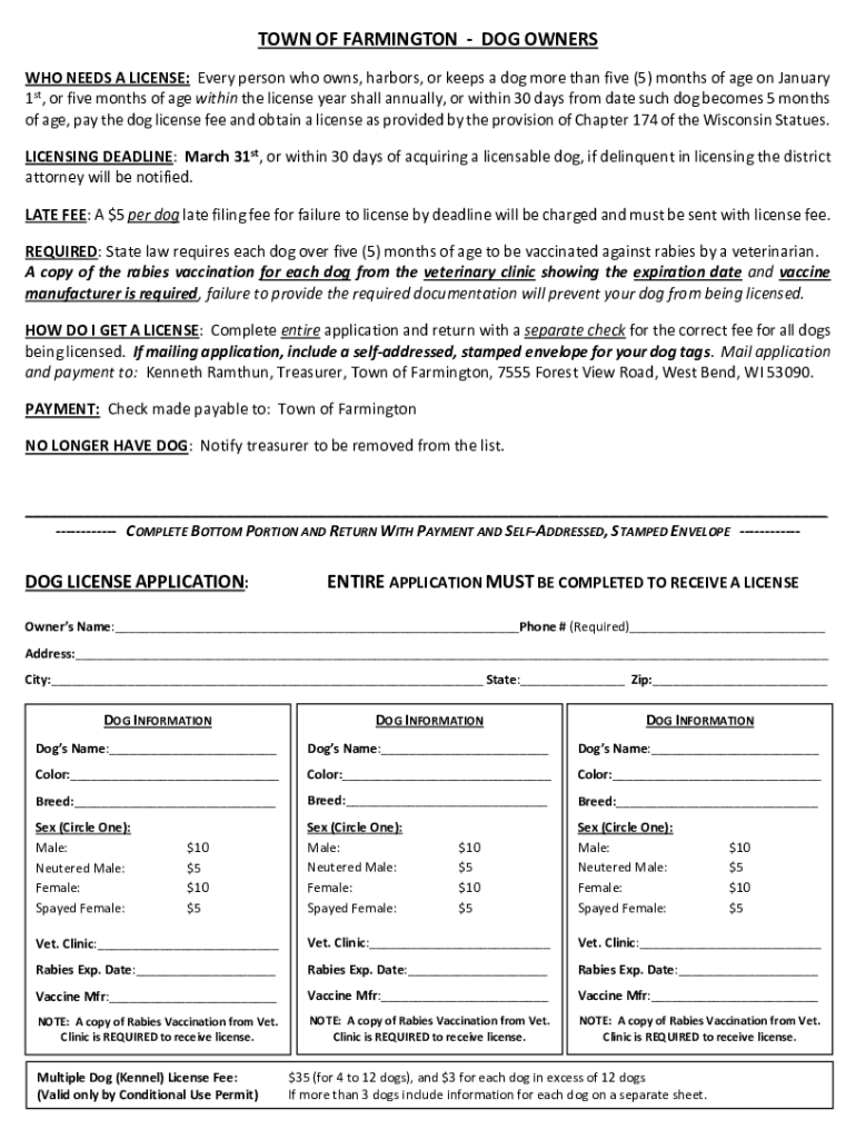 Fillable Online town farmington wi New York Dog Laws Every Owner Should