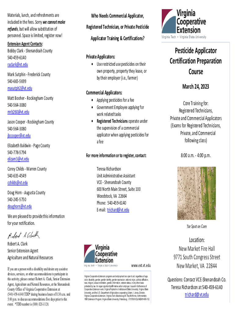 Fillable Online Pesticide Applicator Certification Preparation Course