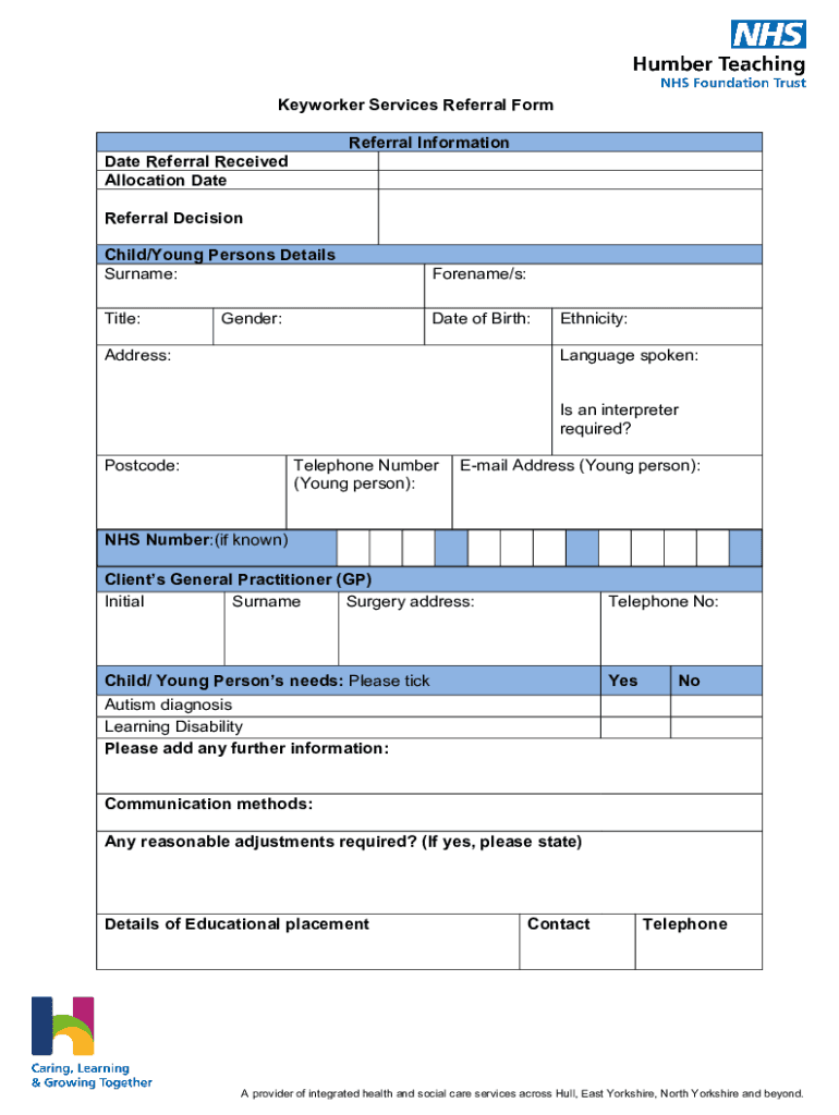 Fillable Online Keyworker Services Referral Form Fax Email Print ...