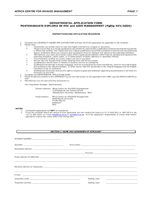 Fillable Online A one of a kind qualification: Get your diploma in HIV ...