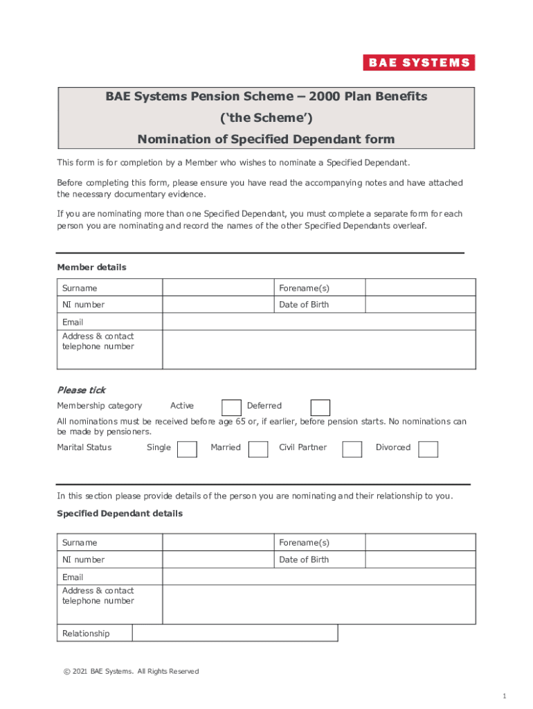 Fillable Online 2000 Plan Benefits ('the Scheme') Expression of Wish