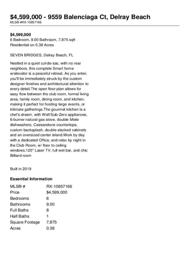 Fillable Online Seven Bridges Delray Beach 20 Homes for Sale Fax Email