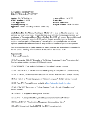 Quantity Data Report Number: DI-MGMT-82164 Approval Date