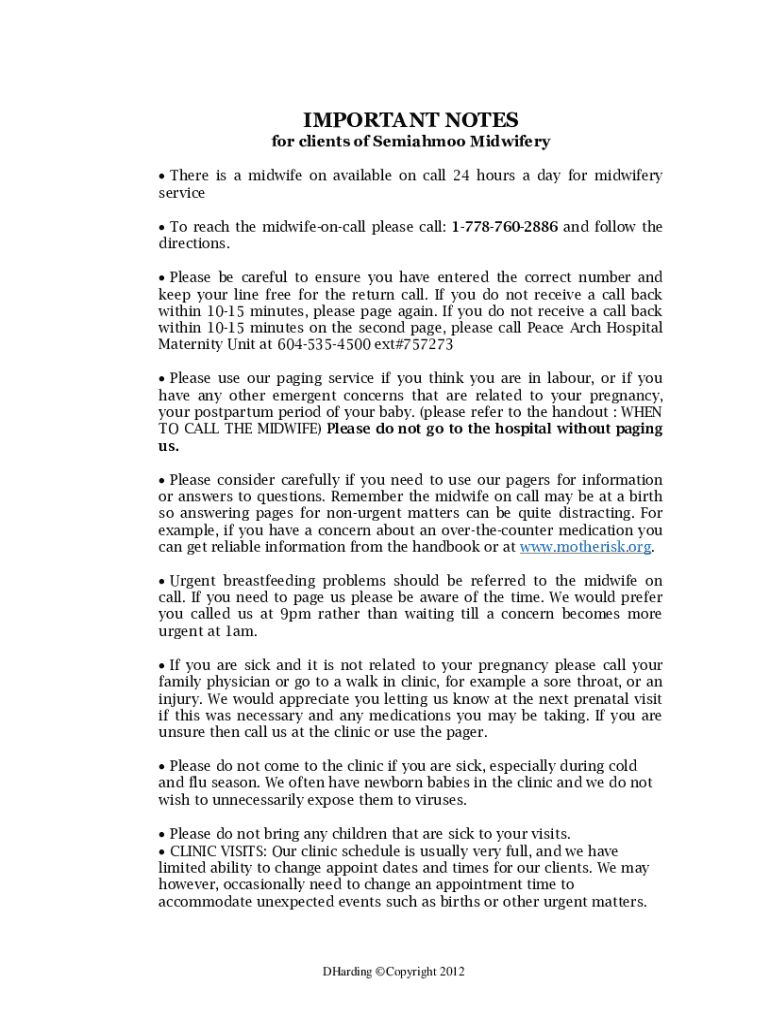 Fillable Online Call the MidwifeOrange Coast Women's Medical Group Fax