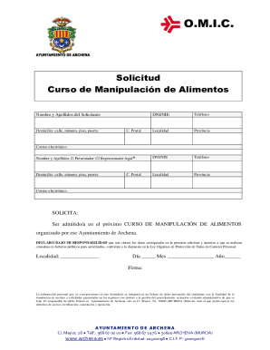 Solicitud curso manipulador de alimentos. Solicitud curso manipulador de alimentos