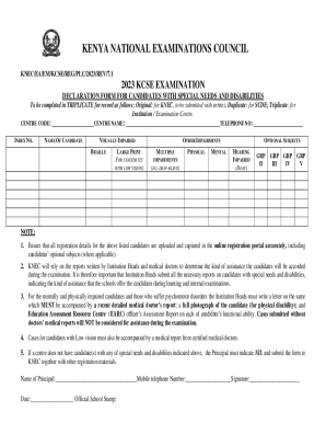 2023 KCSE Examination declaration form for candidates ...
