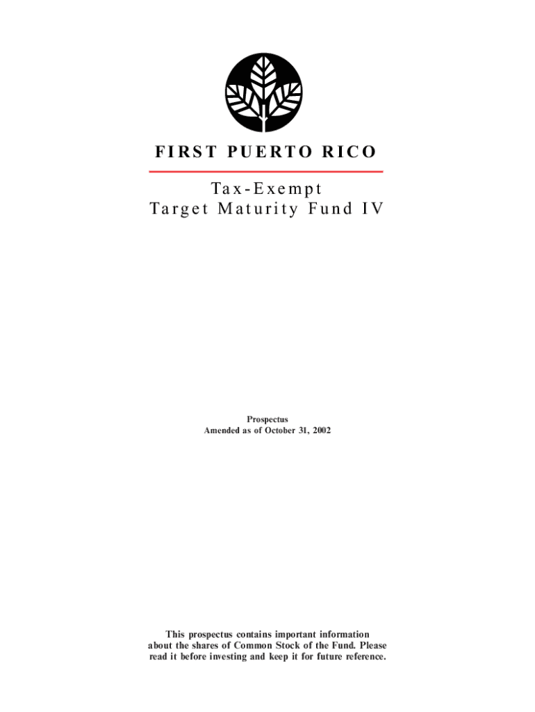 Fillable Online First Puerto Rico TaxExempt Target Maturity Fund II