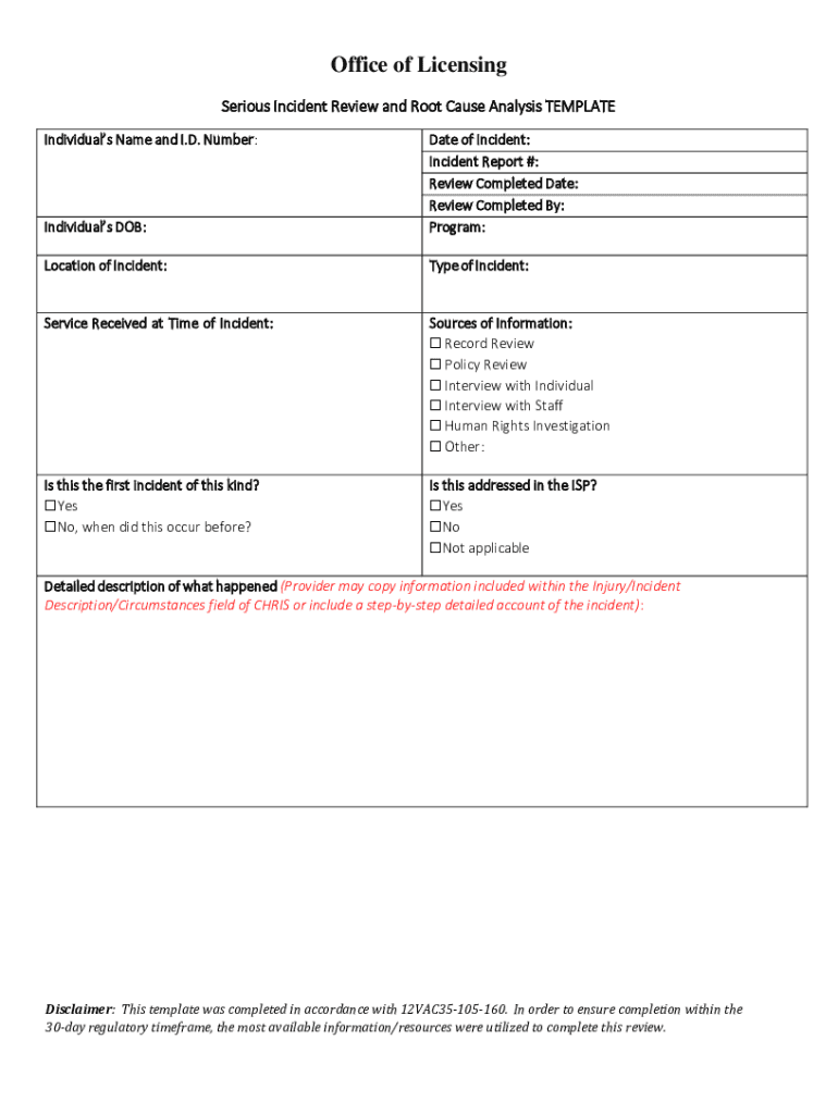 Fillable Online dbhds virginia SERIOUS RISK / INCIDENT REPORTING FORM Fax Email Print pdfFiller