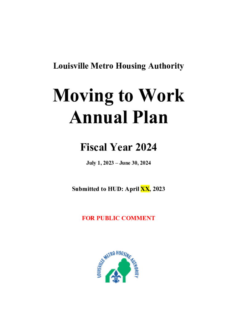 Fillable Online Moving to Work Program Annual Plan for Fiscal Year 2024