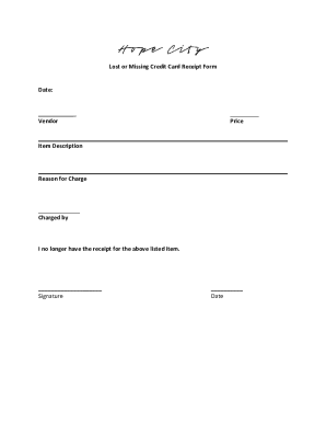 Lost or Missing Credit Card Receipt Form
