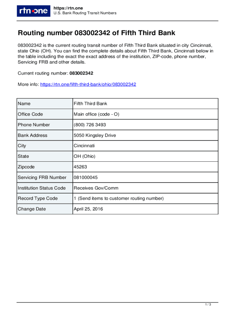 Fillable Online Here's Your Fifth Third Bank Routing Number Fax Email