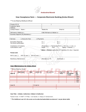 User Acceptance Form - Indusdirect Consumer