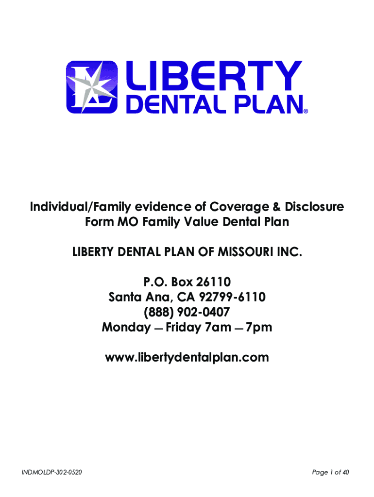 Fillable Online LIBERTY Dental Plan. Individual and Family Evidence of